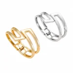 Hollow Geometric Cuff Bracelet - Image 2