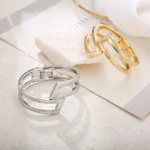 Hollow Geometric Cuff Bracelet - Image 6