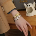Smooth Thin Cuff Bracelet - Image 3