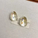 Floral Geometric Stud Earrings - Image 6