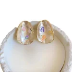 Floral Geometric Stud Earrings - Image 8