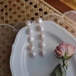 Baroque Pearl Long Tassel Earrings - Image 4