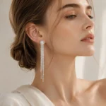Long Pearl Tassel Earrings - Image 5