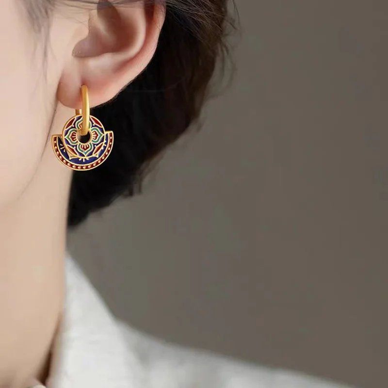 Contrast-Tone Enamel Earrings - Image 4