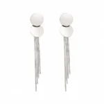 Round Disc Tassel Earrings - Image 2