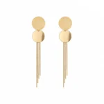 Round Disc Tassel Earrings - Image 3