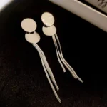 Round Disc Tassel Earrings - Image 5