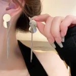 Round Disc Tassel Earrings - Image 7
