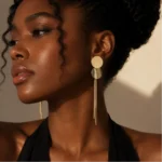 Round Disc Tassel Earrings - Image 8
