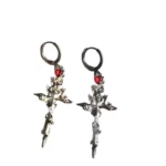 Heart Rhinestone Tassel Earrings - Image 8