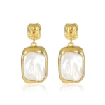 Baroque Pearl Geometric Earrings - Image 4