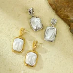 Baroque Pearl Geometric Earrings - Image 5