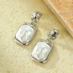 Baroque Pearl Geometric Earrings - Image 6
