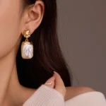 Baroque Pearl Geometric Earrings - Image 7