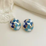 Enamel Drip Oil Floral Earrings