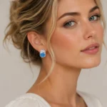 Blue-Tone Drip Enamel Earrings