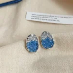 Blue-Tone Drip Enamel Earrings - Image 3