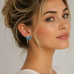 Blue-Tone Drip Enamel Earrings