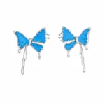 Blue-Tone Drip Enamel Earrings - Image 2