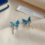 Blue-Tone Drip Enamel Earrings - Image 3