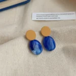 Blue-Tone Drip Enamel Earrings - Image 3
