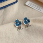 Blue-Tone Drip Enamel Earrings - Image 3