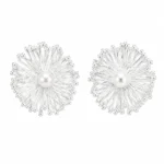 Pearl Floral Earrings - Image 2