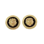 Geometric Vintage Lion Head Stud Earrings - Image 2