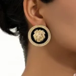 Geometric Vintage Lion Head Stud Earrings