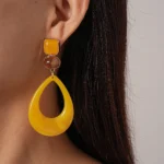 Resin Hollow Teardrop Earrings - Image 3