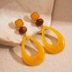 Resin Hollow Teardrop Earrings - Image 5