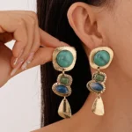 Distressed Resin Oval Earrings - Image 3