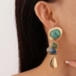 Distressed Resin Oval Earrings