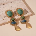Distressed Resin Oval Earrings - Image 5