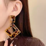 Leopard Print Drop Earrings - Image 4