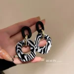 Zebra Print Drop Earrings - Image 3