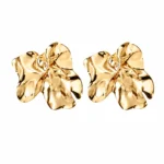 Metallic Glossy Folded Stud Earrings - Image 2