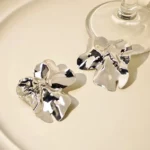 Metallic Glossy Folded Stud Earrings - Image 7