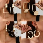 Oval Square Ring Earrings