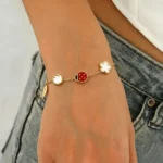 Geometric Five-Petal Flower Resin Bracelet - Image 6