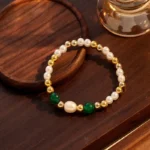 Color-Bead Layered Faux Pearl Bracelet
