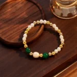 Color-Bead Layered Faux Pearl Bracelet - Image 6