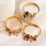 Heart Pearl Enamel-Drop Bracelet