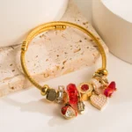 Heart Pearl Enamel-Drop Bracelet - Image 6