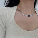 Black Titanium Steel Disc Necklace - Image 3