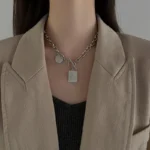 Square Plaque Titanium Steel Necklace