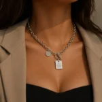 Square Plaque Titanium Steel Necklace - Image 6