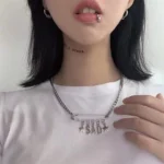 Safety Pin Letter F Necklace - Image 3