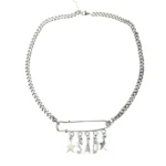 Safety Pin Letter F Necklace - Image 2