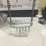 Safety Pin Letter F Necklace - Image 4